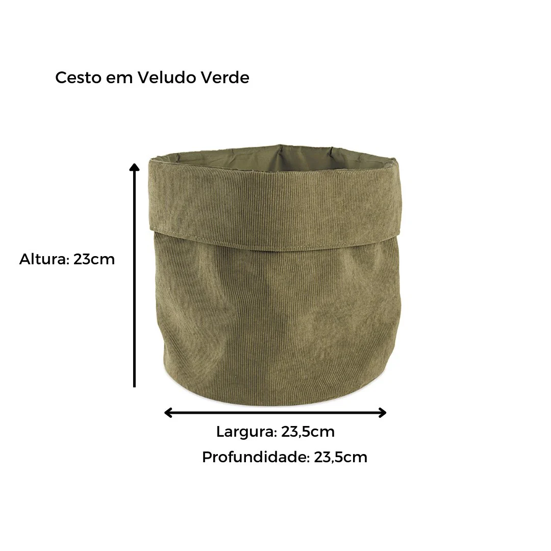Cesto em Veludo Verde 23,5cm - Image 2