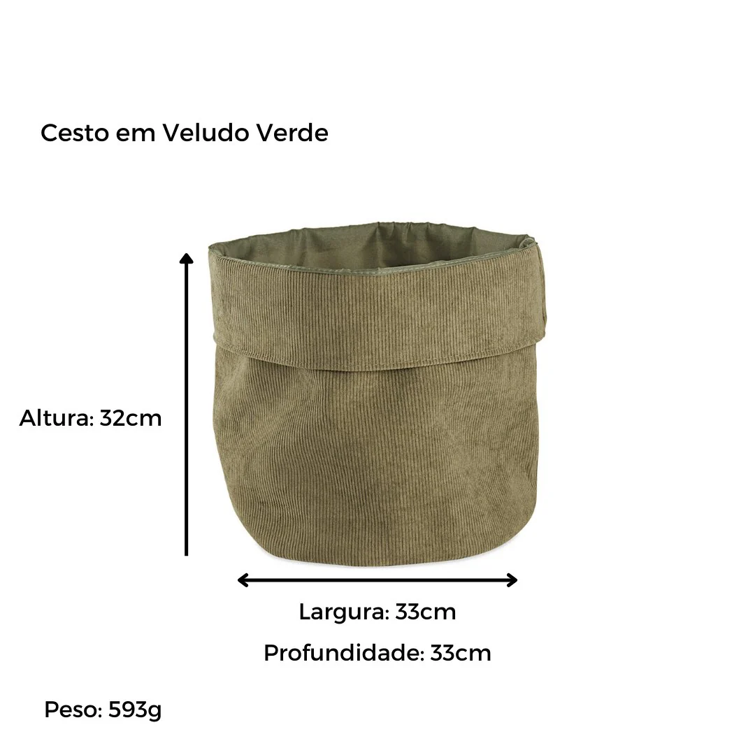 Cesto em Veludo Verde 33cm - Image 2