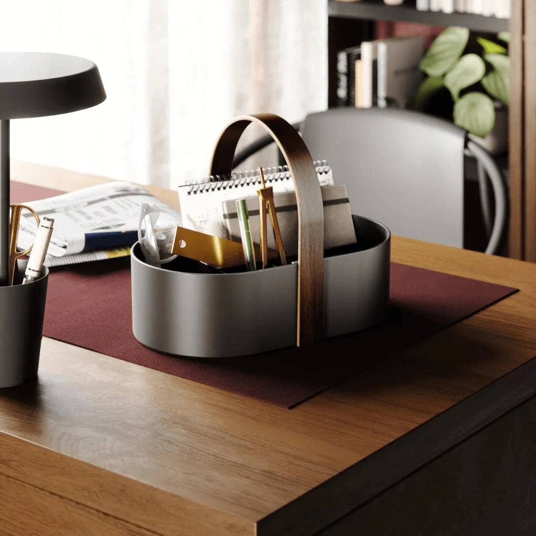 Cesto Organizador Bellwood Plástico e Madeira Preto 30cm - Image 3