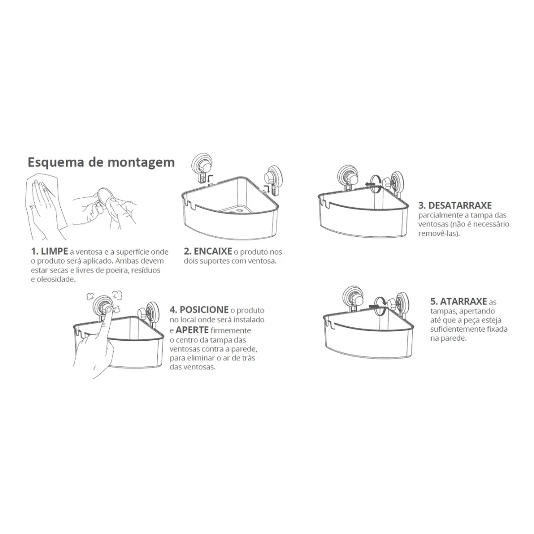 Porta Shampoo com Ventosa em Plástico Branco - Image 4