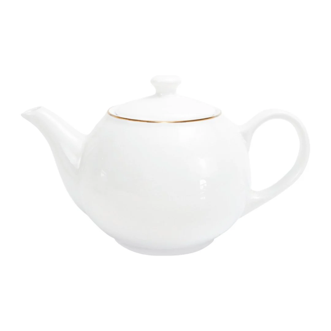 Chaleira de Royal Porcelana Branca e Borda Dourada 900ml