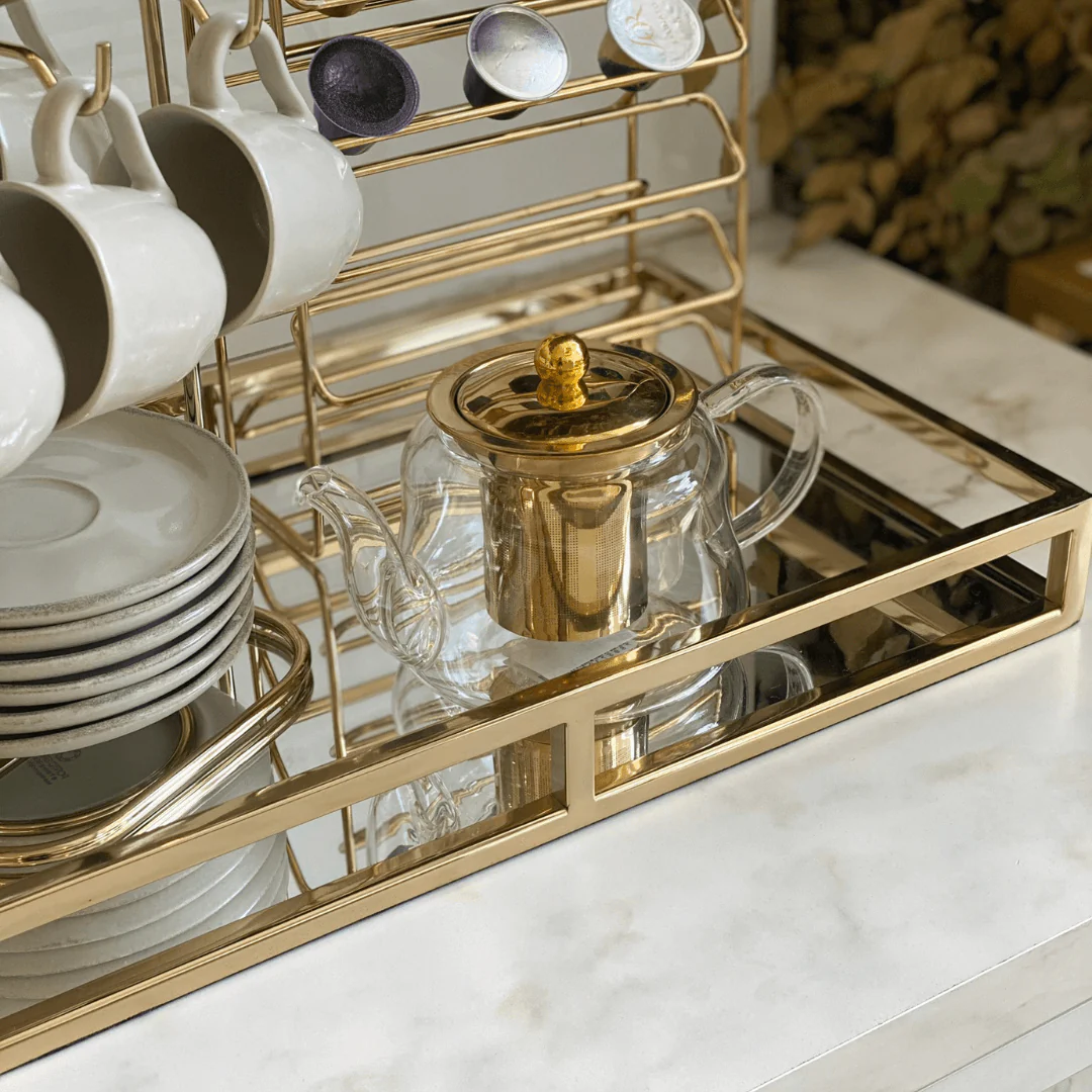 Chaleira de Vidro Borossilicato com Infusor Dourado Inox 600ml - Image 5