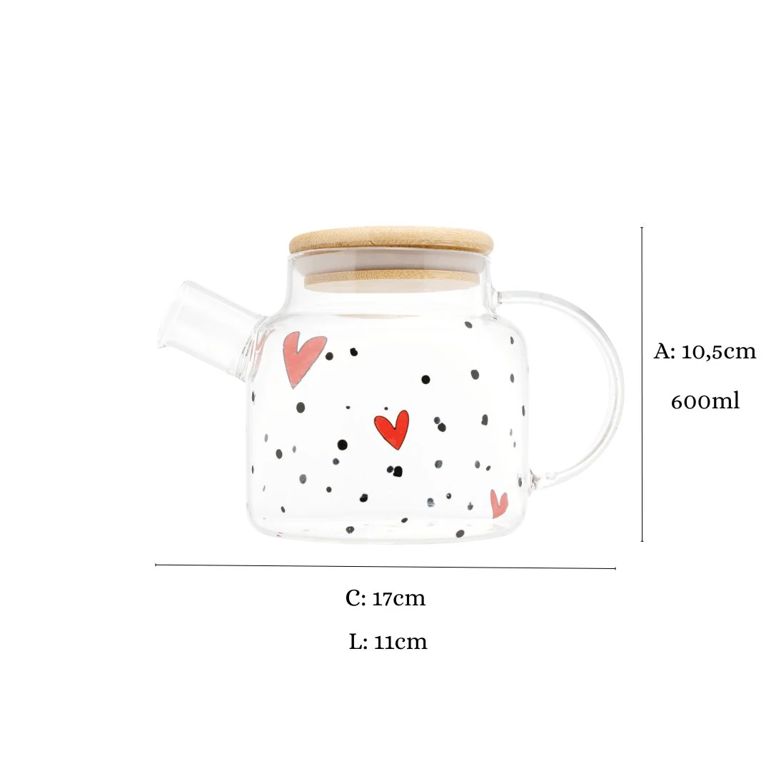 Chaleira de Vidro com Tampa de Bambu Heart 600ml - Image 6