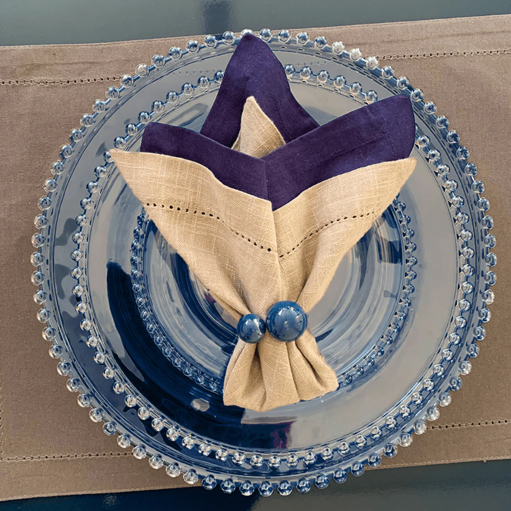 Conjunto 4 Anéis Porta Guardanapos Bolas Azul - 7cm - Image 4