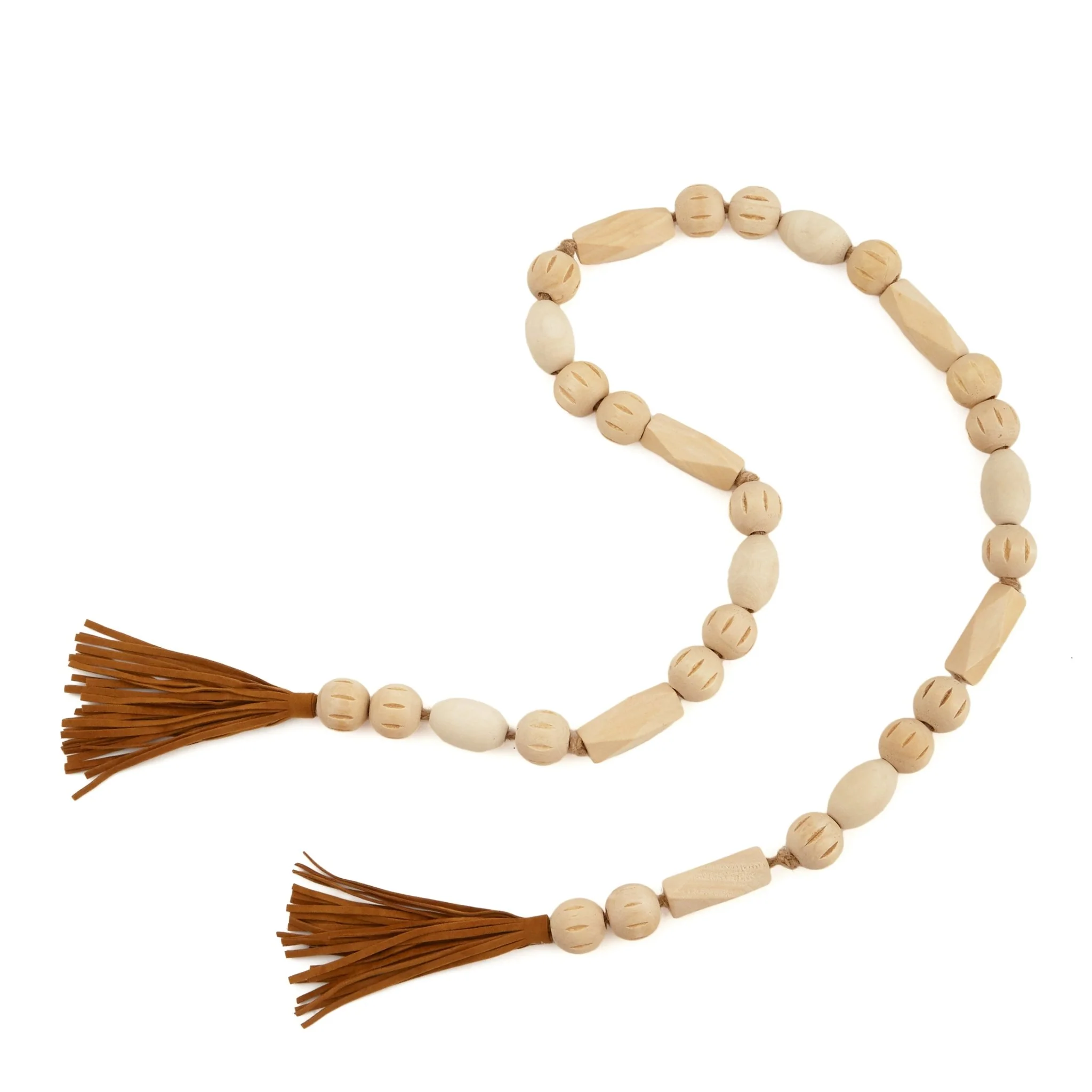 Colar Decorativo de Madeira Bege 110cm - Image 3