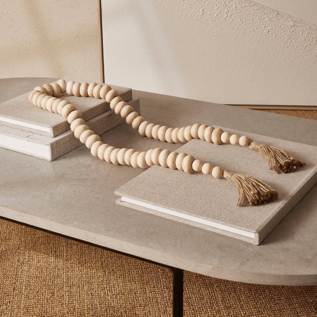Colar Decorativo em Madeira Bege 120cm