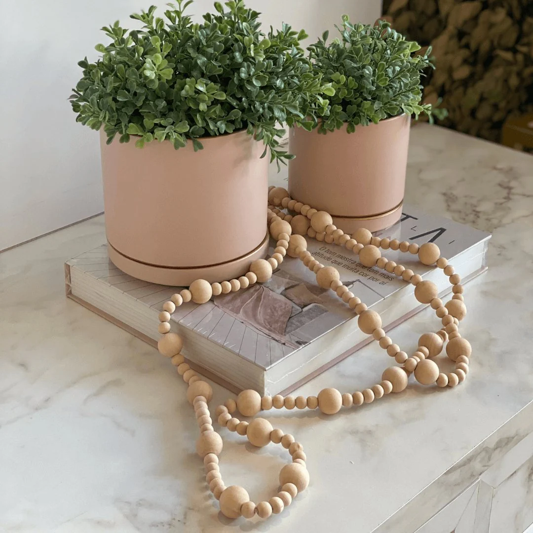 Colar Decorativo em Madeira Bege 90cm - Image 4