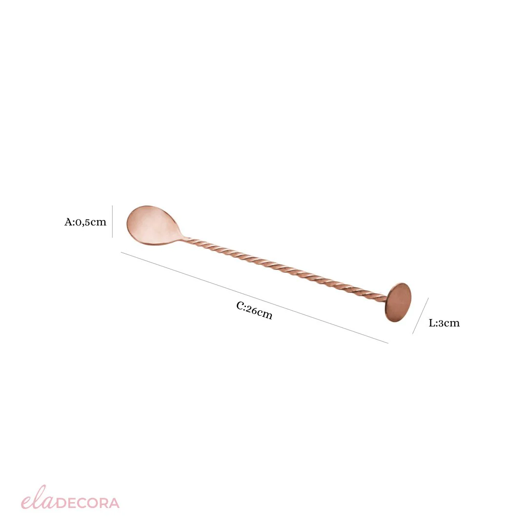 Colher Bailarina de Aço Inox Tress Rose Gold 26cm - Image 4