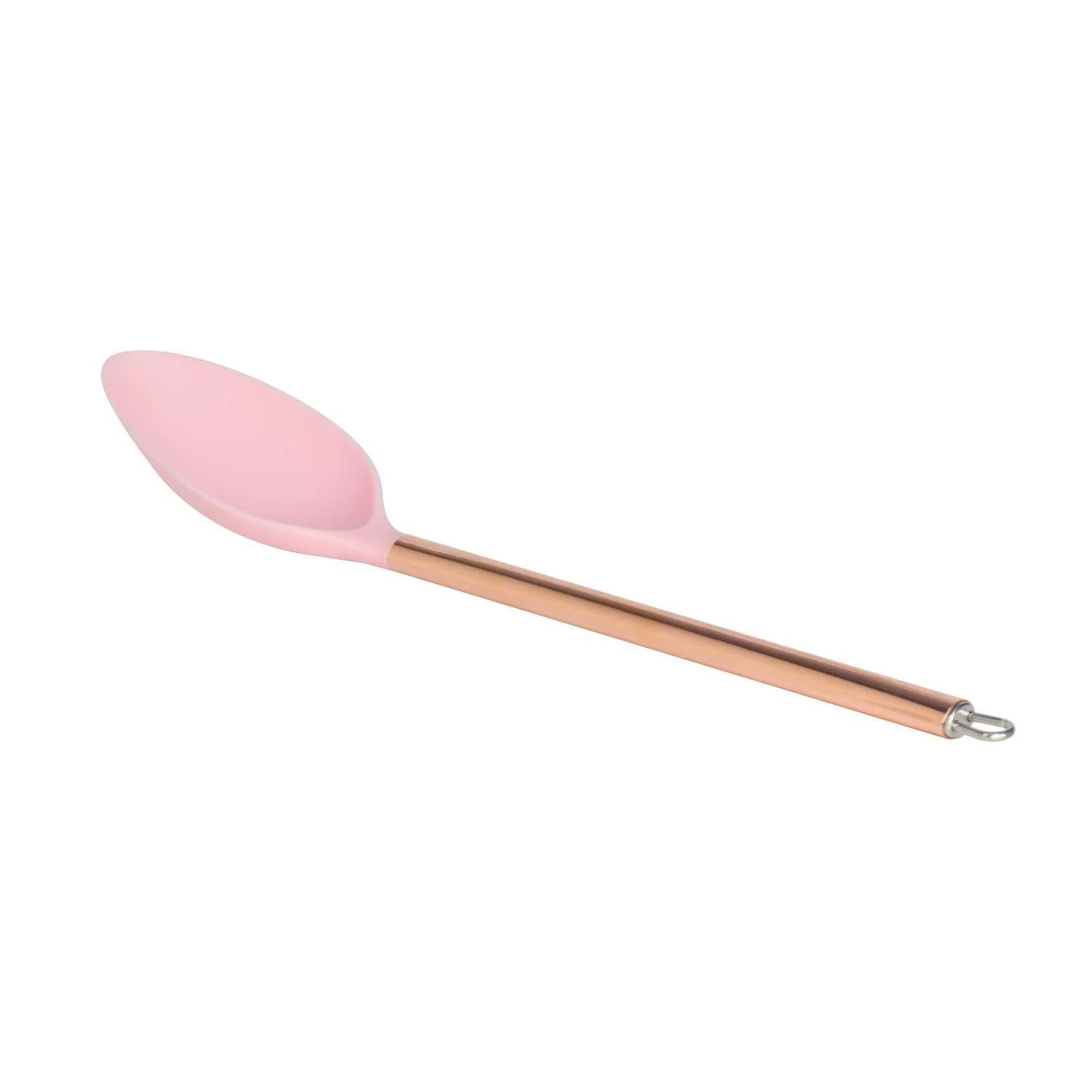 Colher De Nylon Rosa Com Cabo De Aço Inox Rose Gold - 34cm