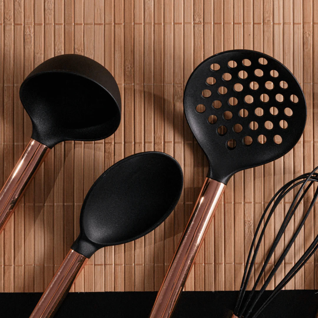 Concha de Nylon Preta com Cabo De Aço Inox Rose Gold 30cm - Image 2
