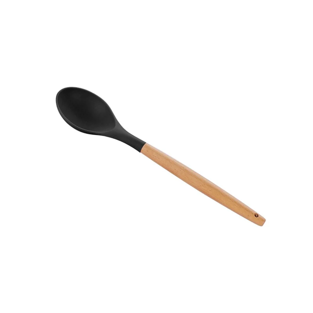 Concha de Silicone com Cabo de Bambu Charmy Preta 31,5cm
