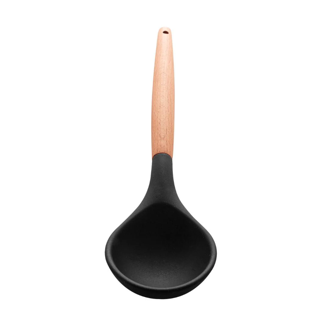 Concha de Silicone com Cabo de Bambu Charmy Preta 31,5cm - Image 3