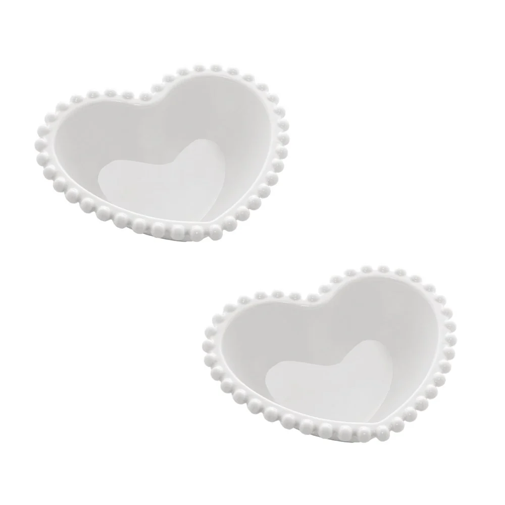 Conjunto 2 Bowls Porcelana Coração Beads Bolinha Branco - 15 cm - Image 2