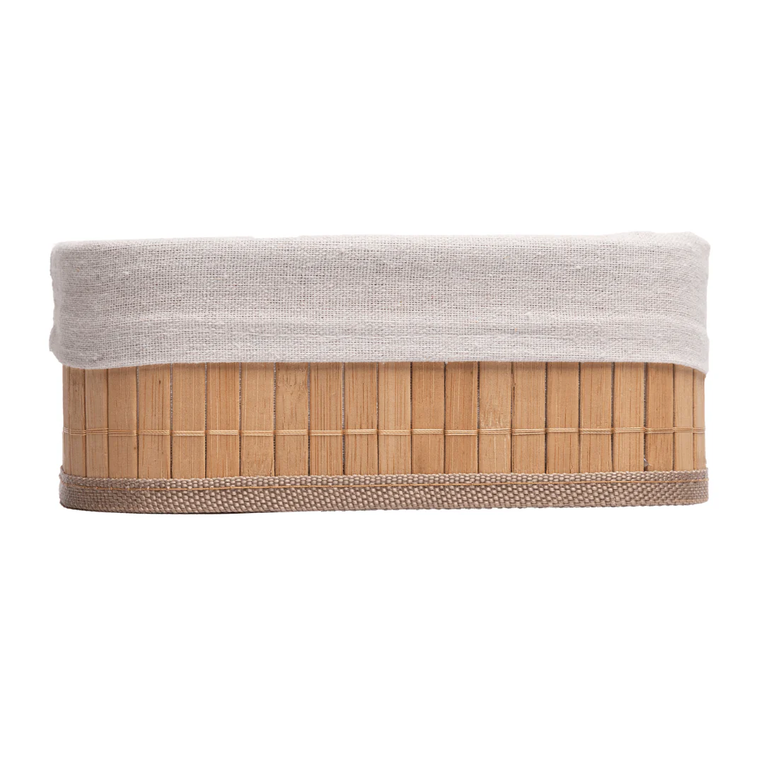 Conjunto 3 Cestos Retangulares de Bambu com Forro de Tecido - Image 6
