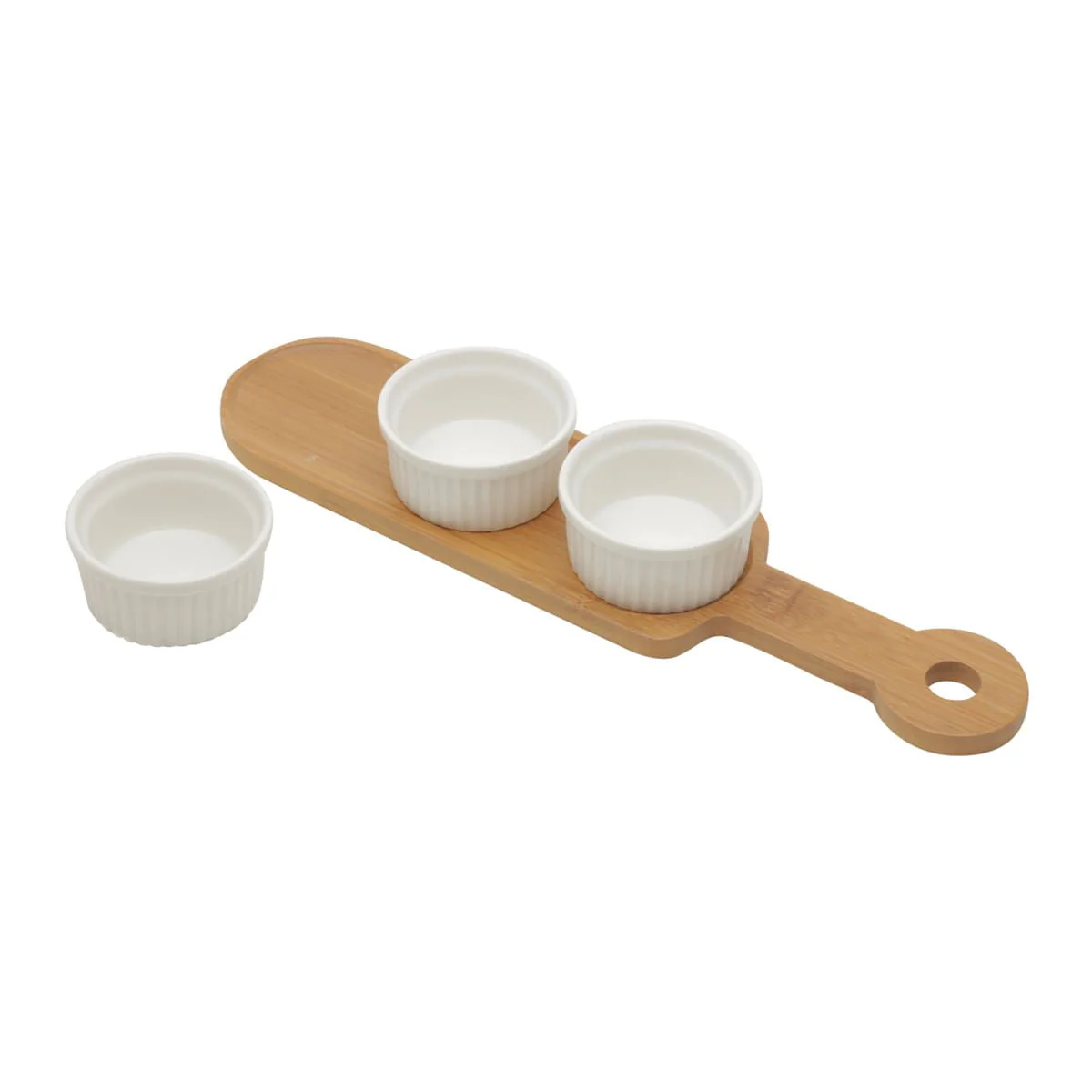 Conjunto 3 Petisqueiras Porcelana com Suporte Bambu 33cm - Image 2