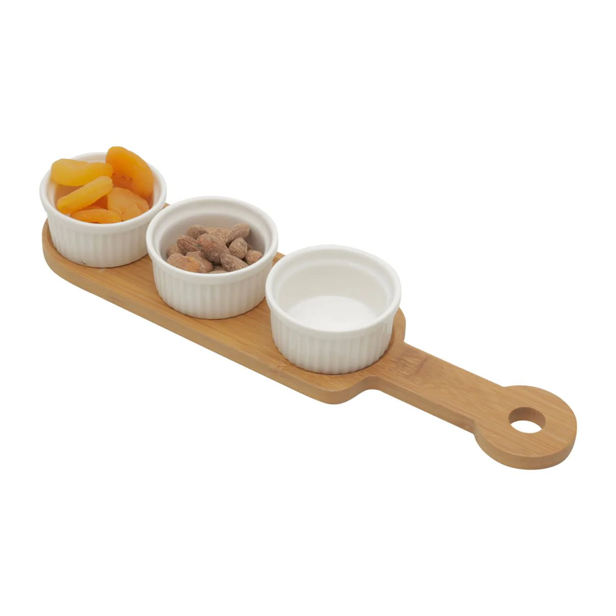 Conjunto 3 Petisqueiras Porcelana com Suporte Bambu 33cm - Image 3