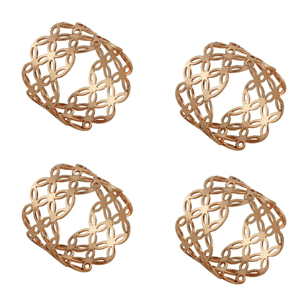 Conjunto 4 Anéis Para Guardanapos Metal Stars Rose Gold