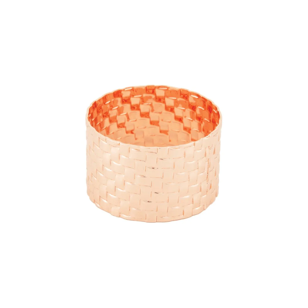 Conjunto 4 Anéis Para Guardanapos Metal Trançado Rose Gold - Image 5