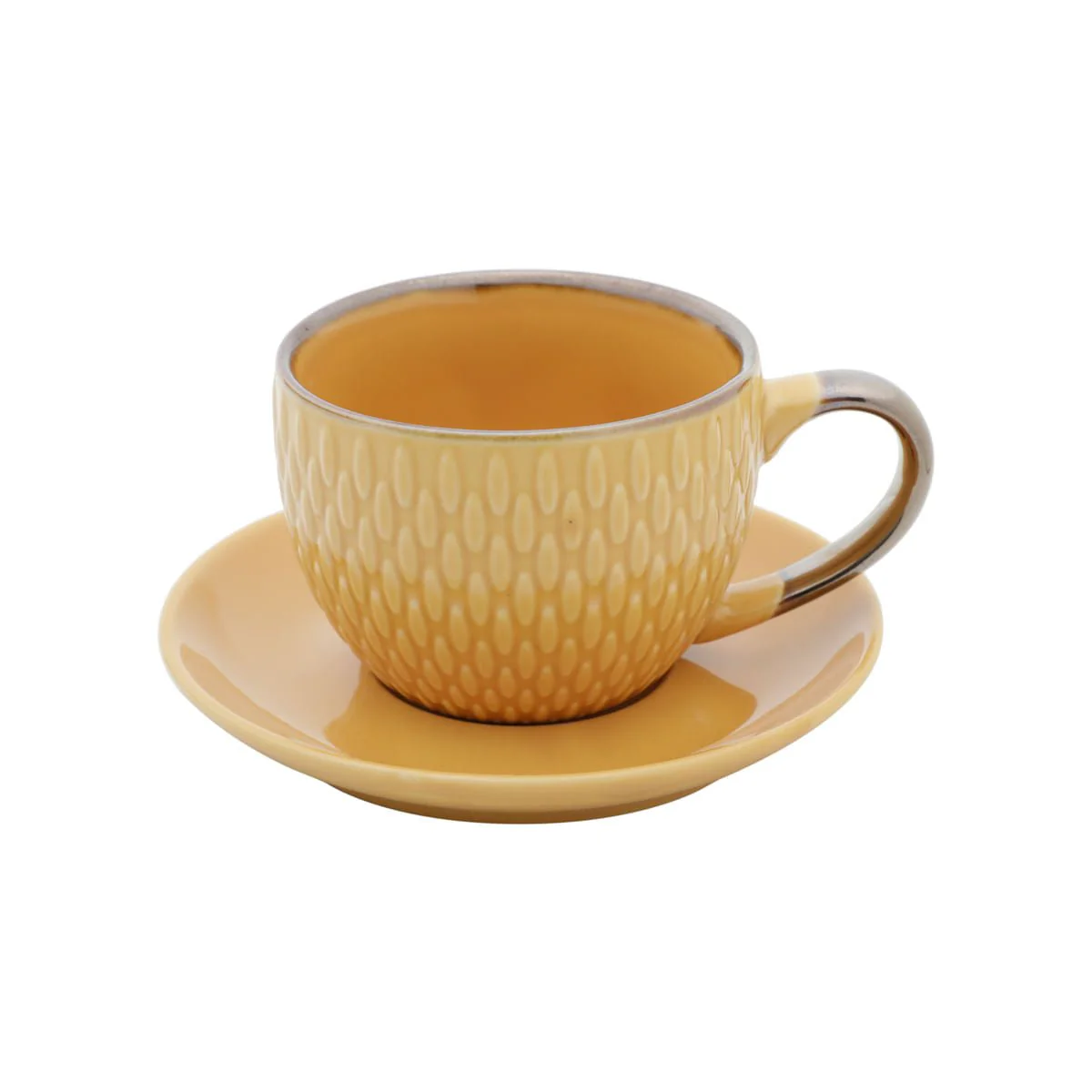 Conjunto 4 Xícaras de Café Com Pires Porcelana Amarelo Drops com Detalhe Metalizado - 90ml - Image 2