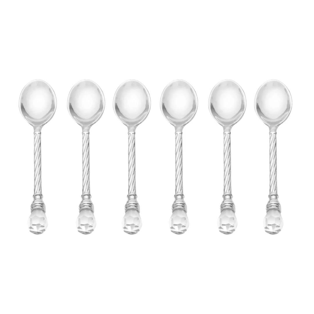 Conjunto 6 Colheres com Suporte Crystal Niquelado Zamac 14cm - Image 4