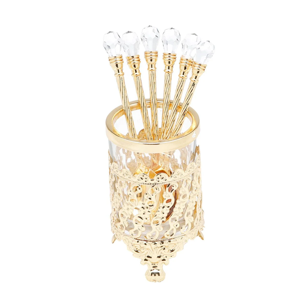 Conjunto 6 Colheres Com Suporte De Zamac Dourada 14cm - Image 6