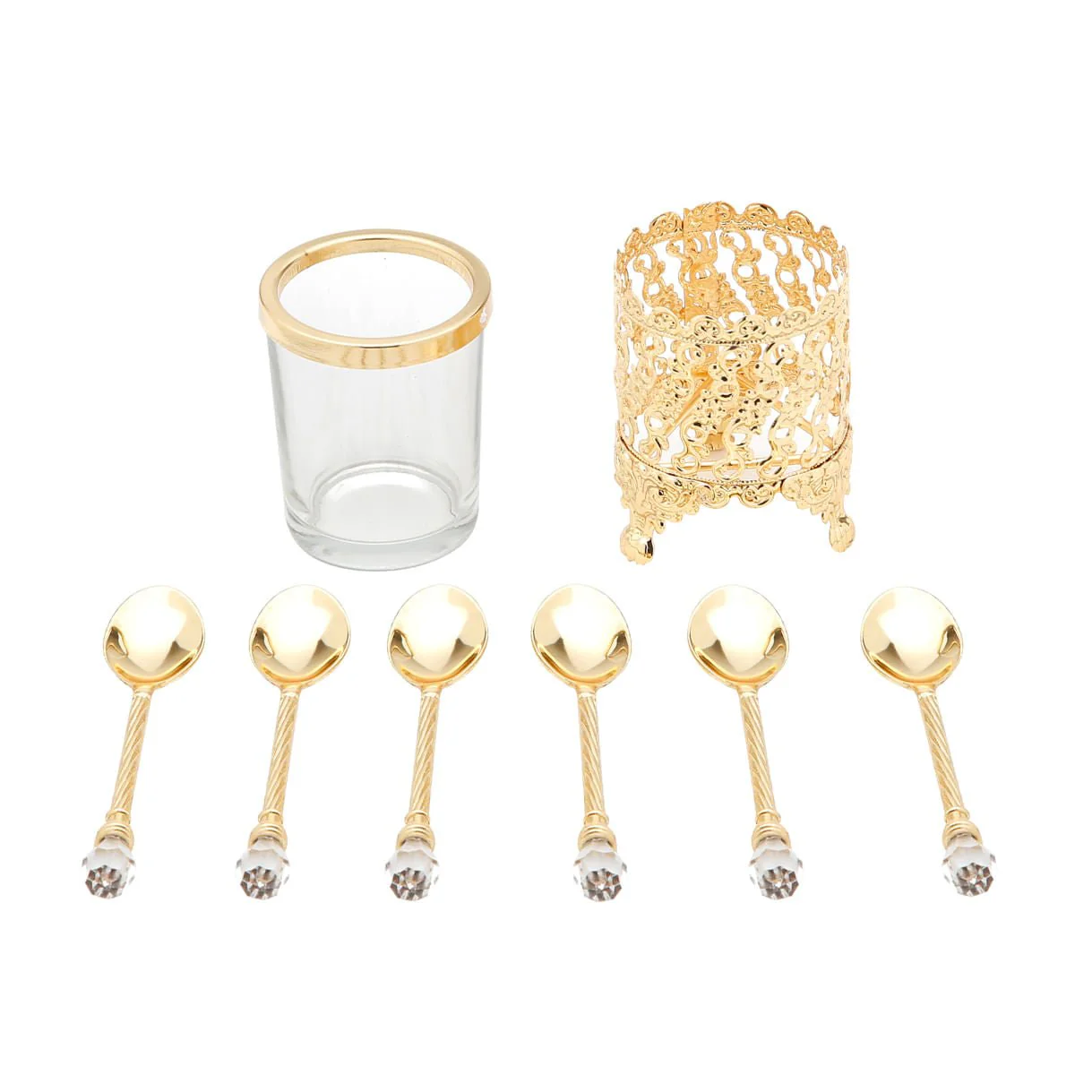 Conjunto 6 Colheres Com Suporte De Zamac Dourada 14cm - Image 7