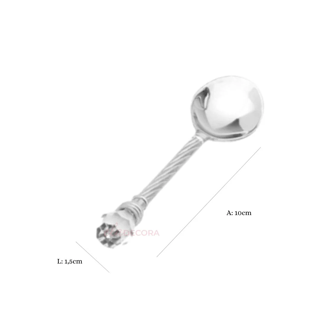 Conjunto 6 Colheres Com Suporte De Zamac Niquelado Crystal 14cm - Image 10