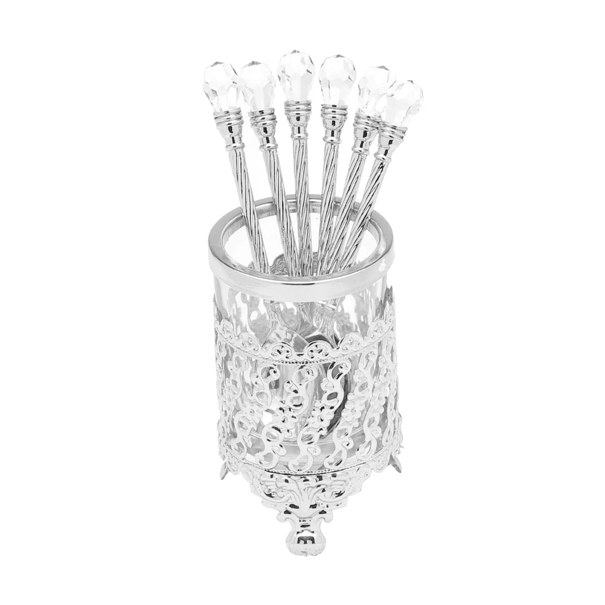 Conjunto 6 Colheres Com Suporte De Zamac Niquelado Crystal 14cm - Image 7