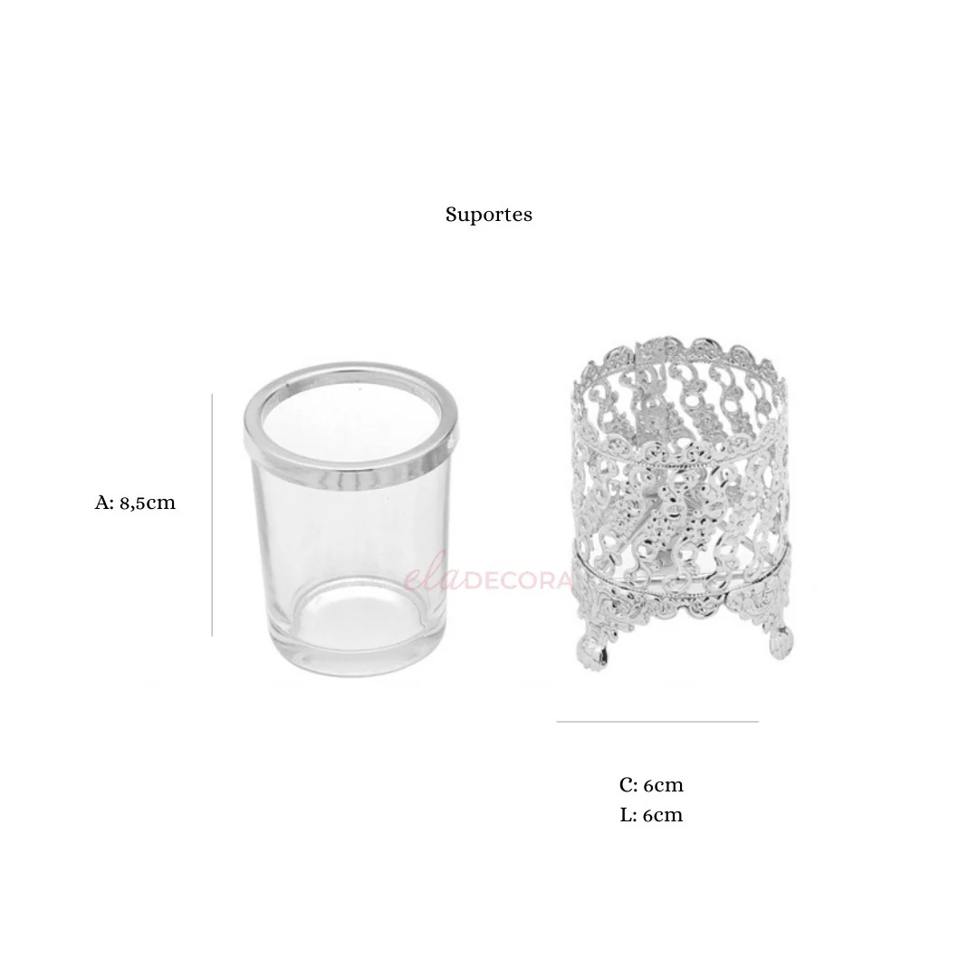 Conjunto 6 Colheres Com Suporte De Zamac Niquelado Crystal 14cm - Image 9