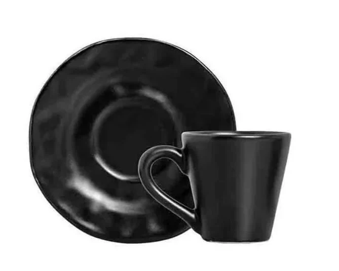 Conjunto 6 Xicara Cafe Linha Amassada Preto Fosco 100 ml - Image 2