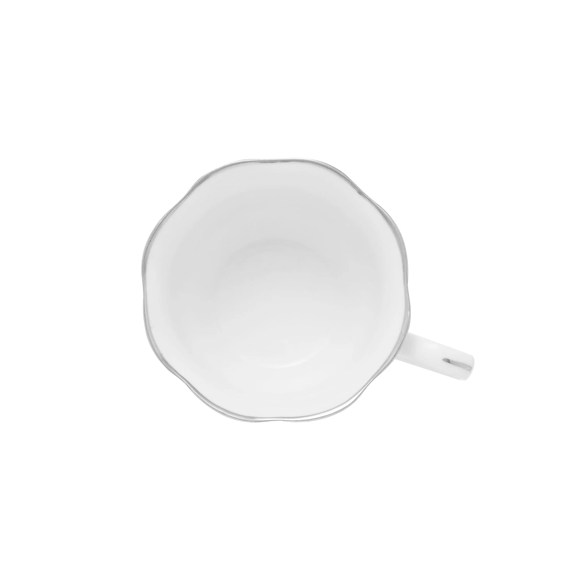 Jogo 6 Xícaras de Café Com Pires Porcelana Branco Com Fio Prateado - 80ml - Image 5