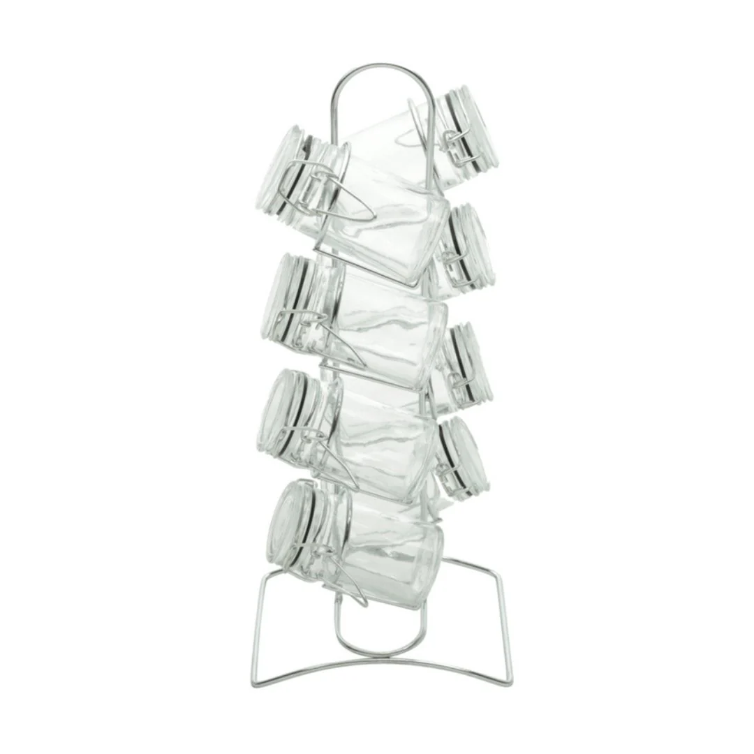Conjunto 8 Potes Herméticos Vidro Borossilicato 65ml com Suporte de Metal Cromado - Image 2