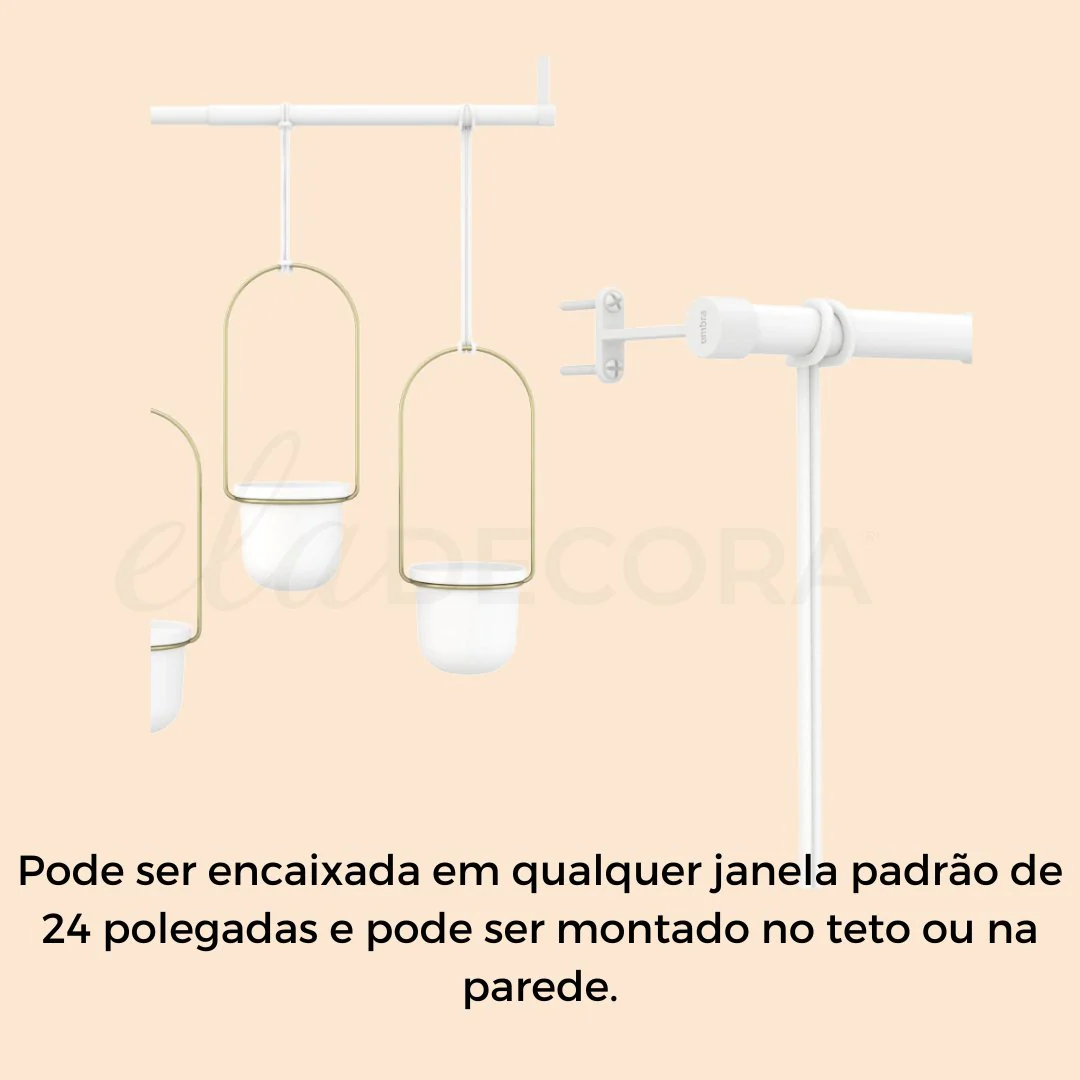 Conjunto com 3 Vasos Cachepot Suspensos Branco e Dourado - Image 5