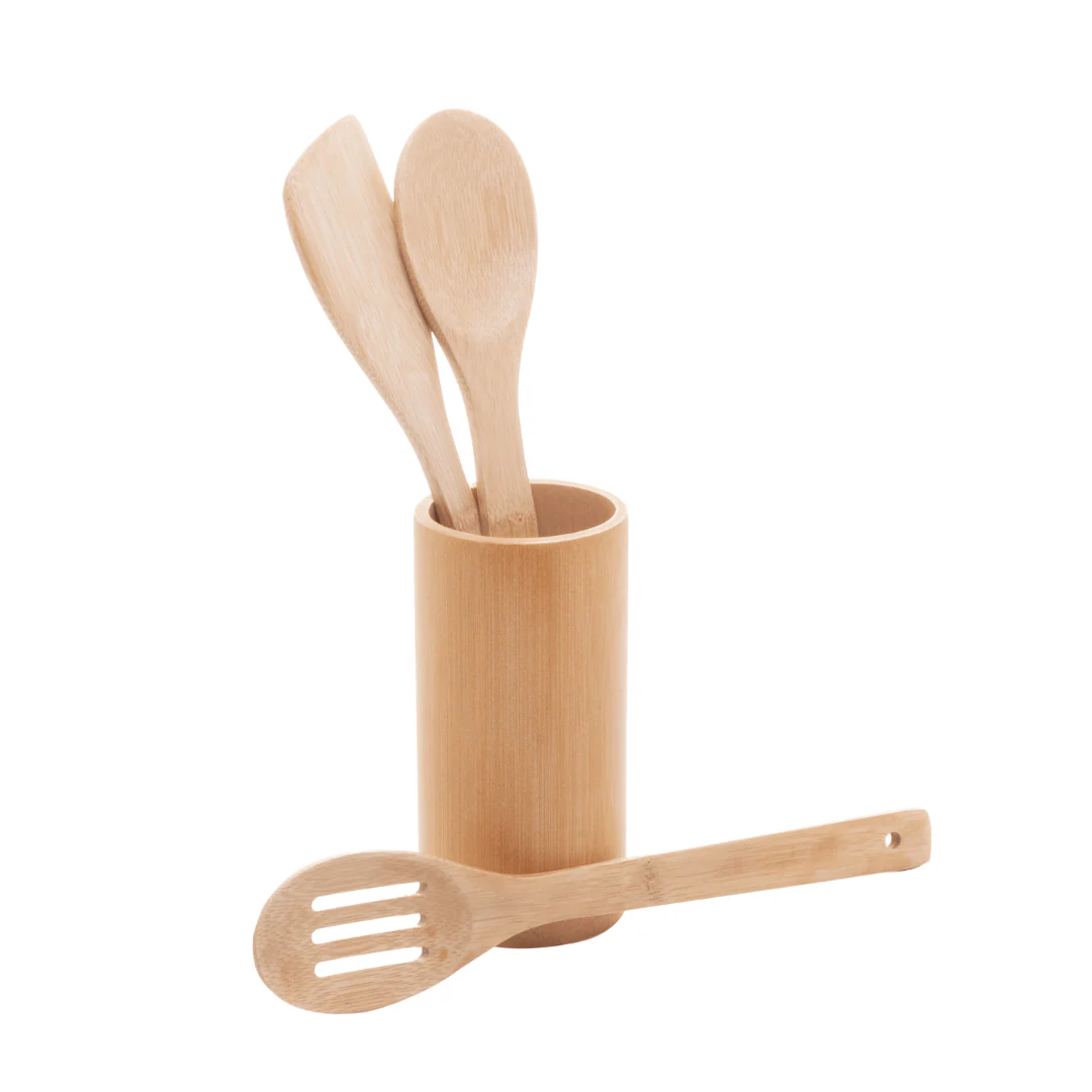 Conjunto de 3 Utensílios com Suporte de Bambu 30x8cm - Image 8