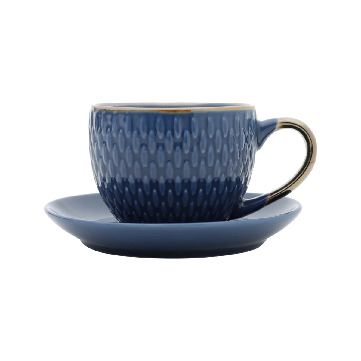 Conjunto 4 Xícaras de Café Com Pires Porcelana Azul Drops com Detalhe Metalizado - 90ml - Image 4