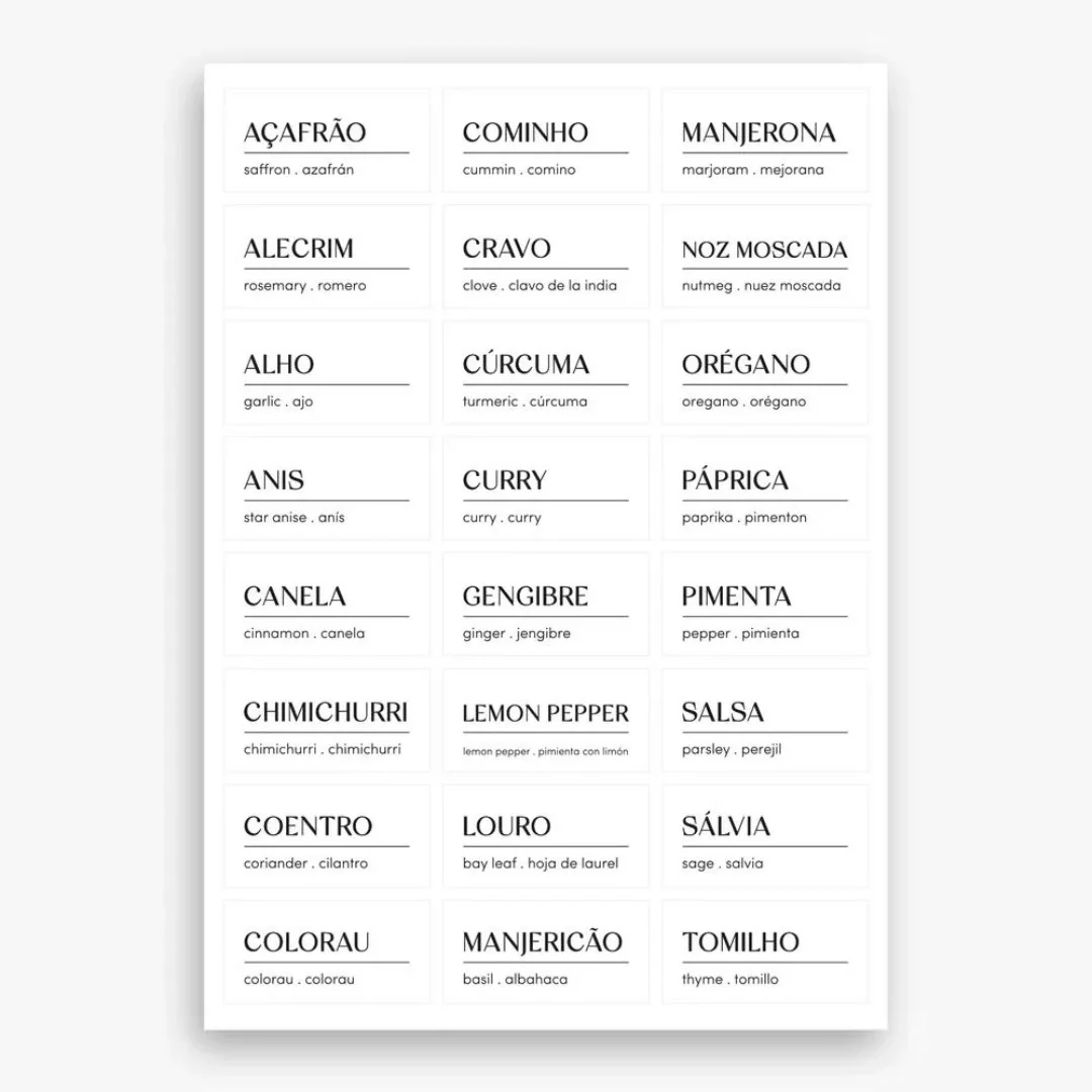 Conjunto de Etiquetas Adesivas para Temperos, Mantimentos e Despensa 3 Peças - Image 3