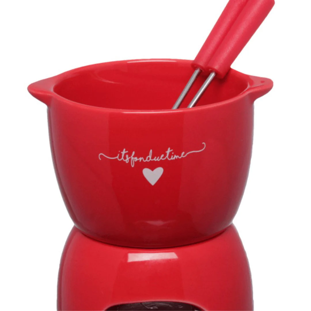 Conjunto de Fondue L'Amour em Cerâmica Vermelho 5 Peças 300ml - Image 3