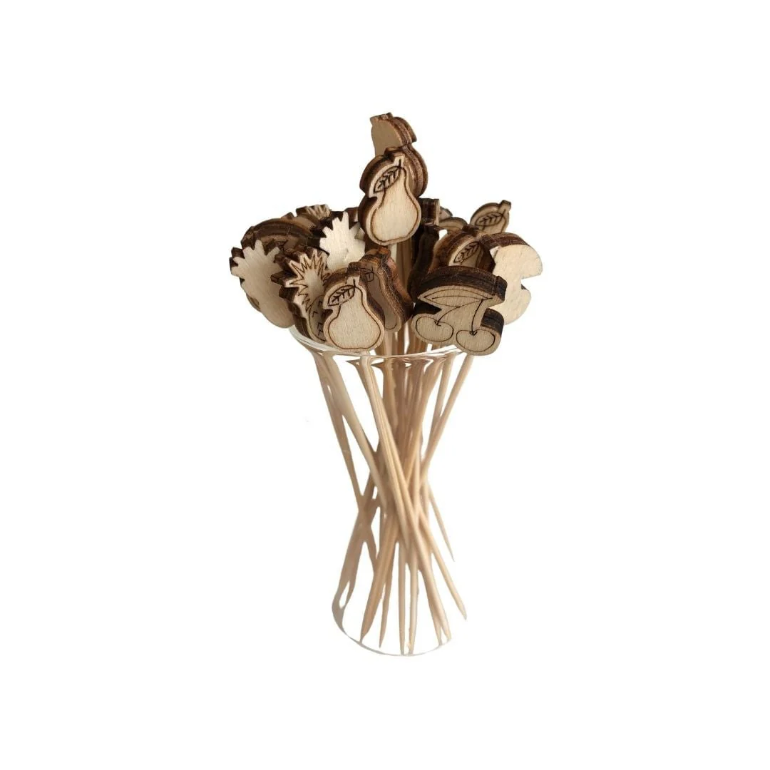 Conjunto de Palitos de Madeira Petiscos Frutas com 10 peças 10cm - Image 6