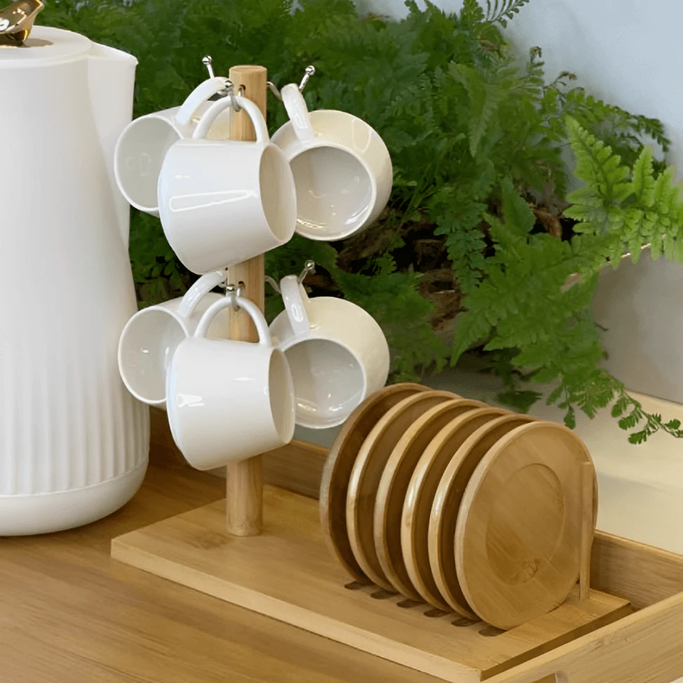 Conjunto de Xicaras para Café com Pires e Suporte Oasis 7 Peças - Image 2