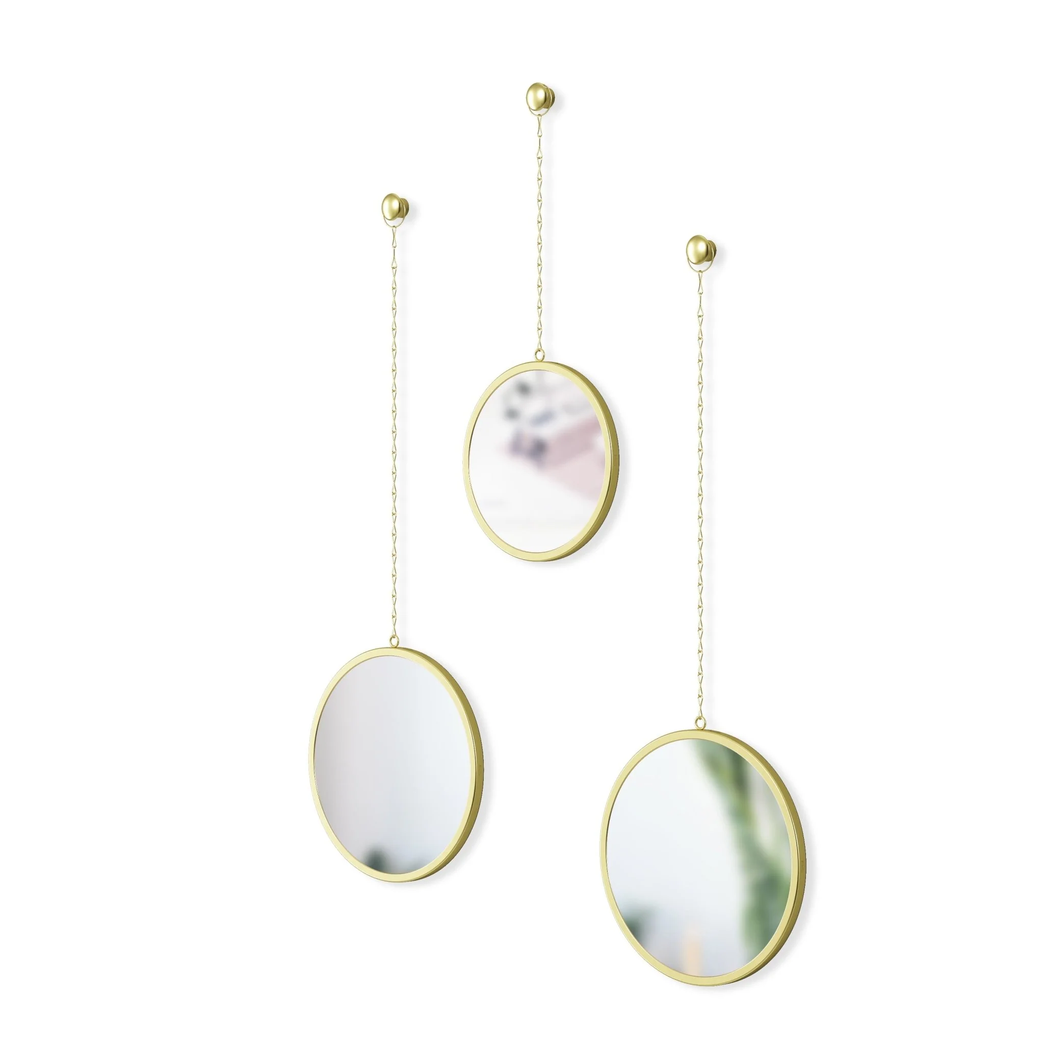 Conjunto Espelhos com Moldura Redondos Dima Dourado 38 cm x 22cm e 20 cm x 18 cm 3 Peças - Image 4