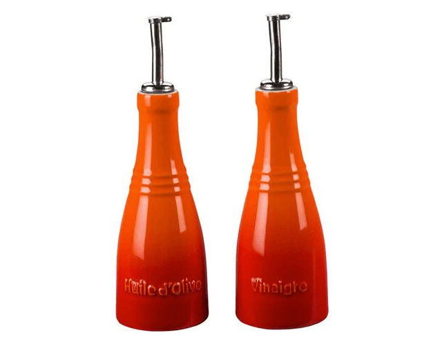Conjunto Galheteiro Porta Óleo, Azeite e Vinagre Laranja Le Creuset - Image 3