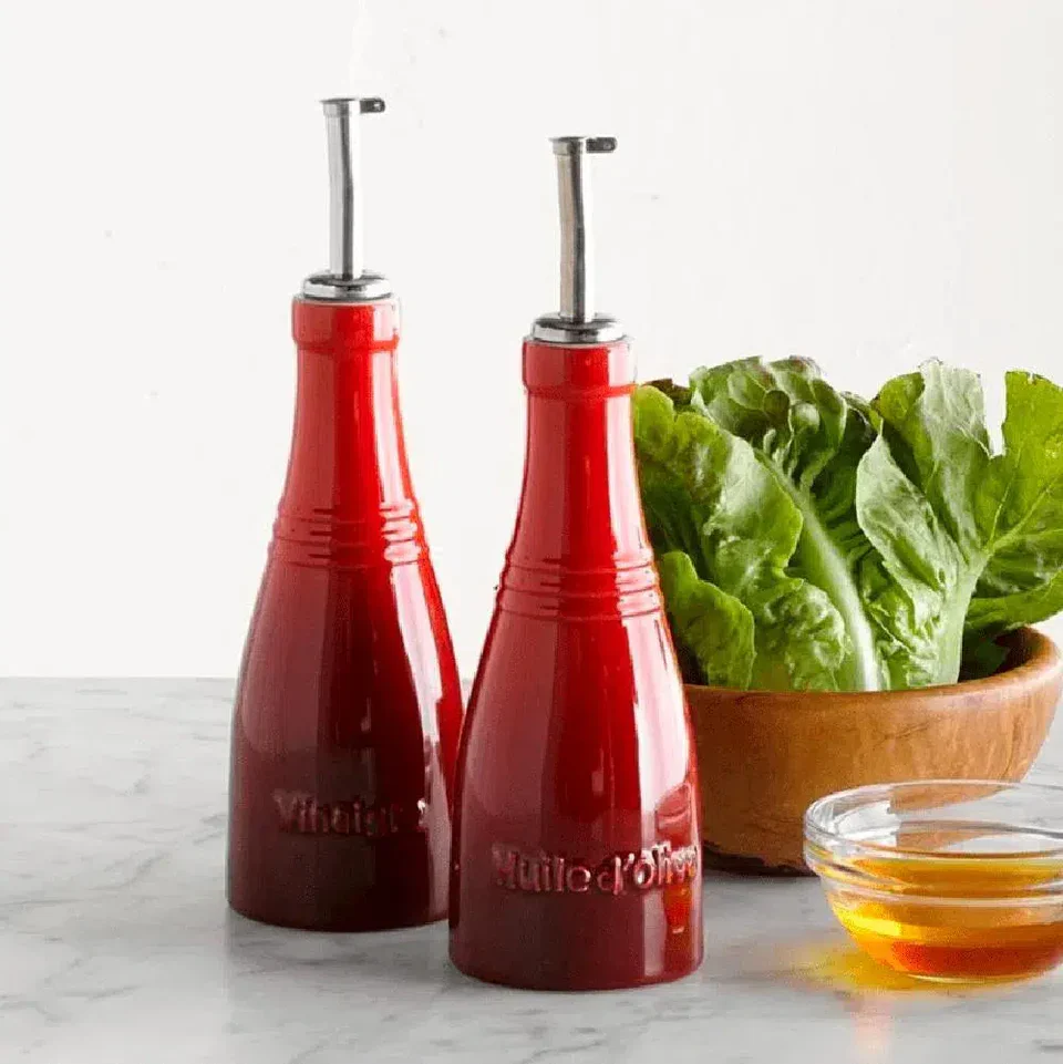 Conjunto Galheteiro Porta Óleo, Azeite e Vinagre Vermelho Le Creuset