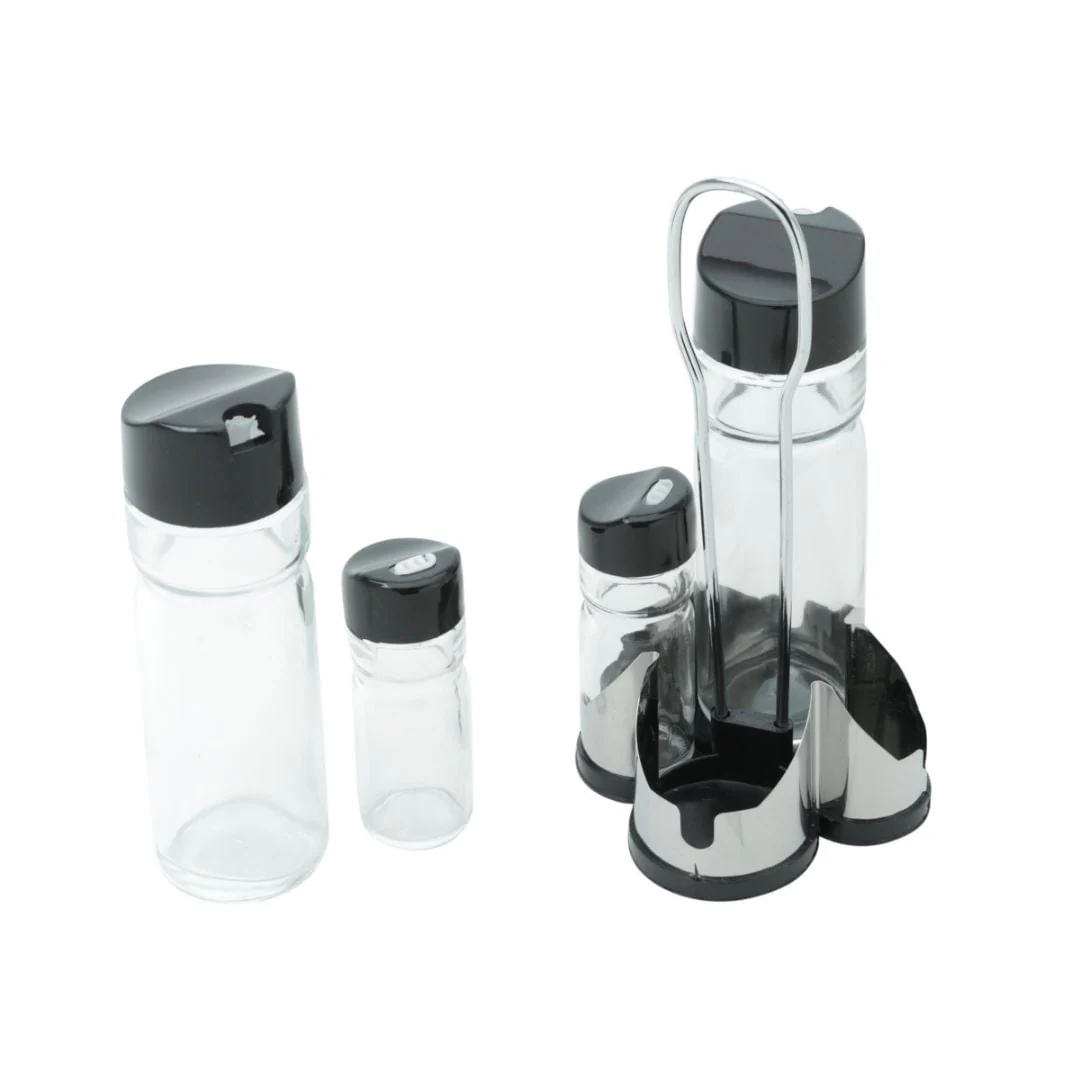 Conjunto Galheteiro Vidro Borossilicato Tampa Plástica com Suporte Donattelo 5 Peças - Image 2