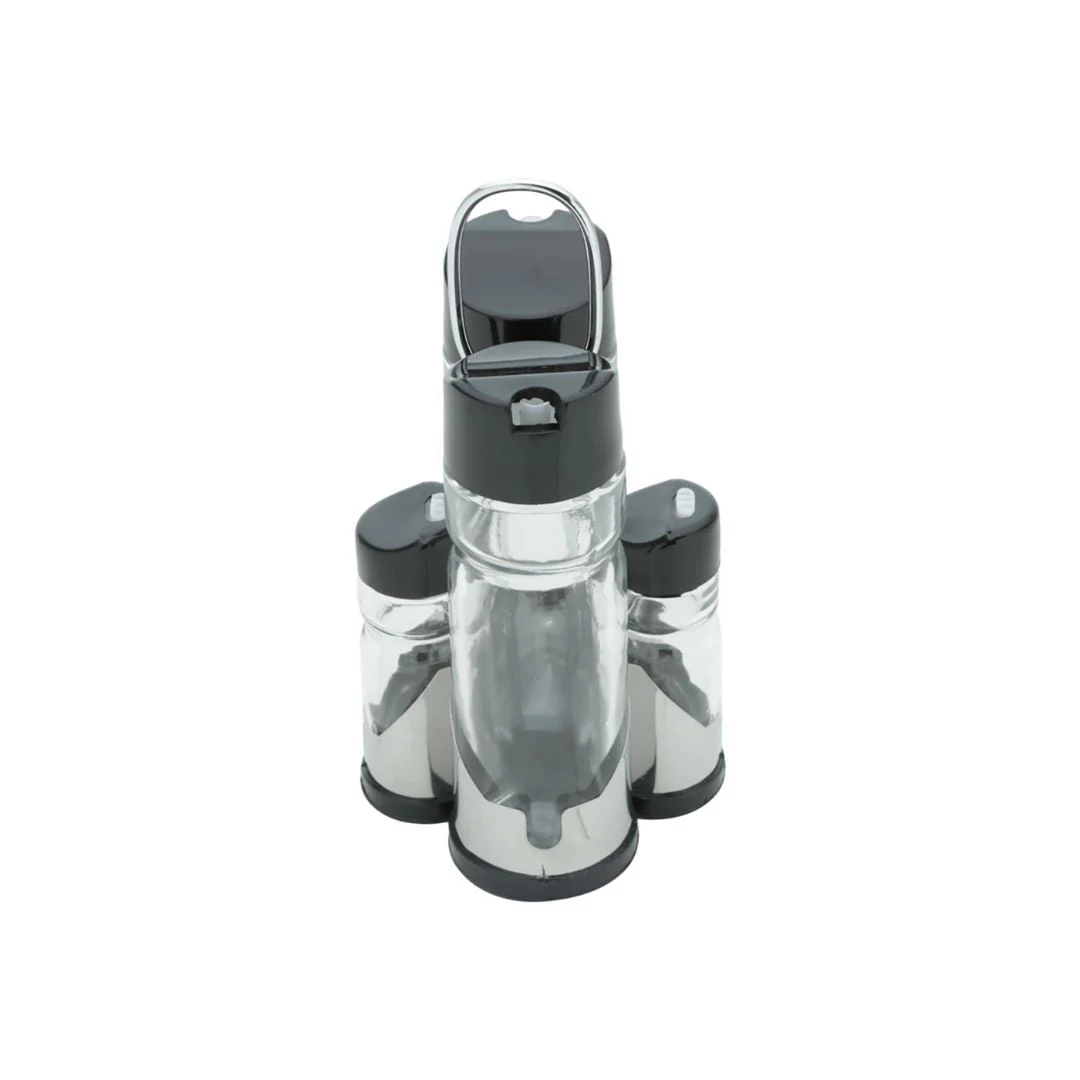 Conjunto Galheteiro Vidro Borossilicato Tampa Plástica com Suporte Donattelo 5 Peças - Image 3
