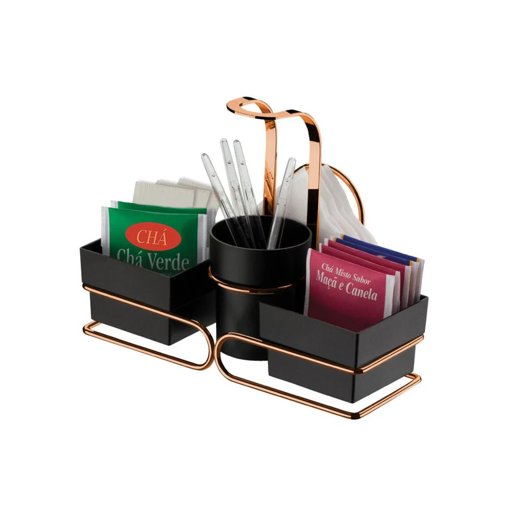 Conjunto para Chá Café 3 em 1 Preto Rose Gold - Image 3