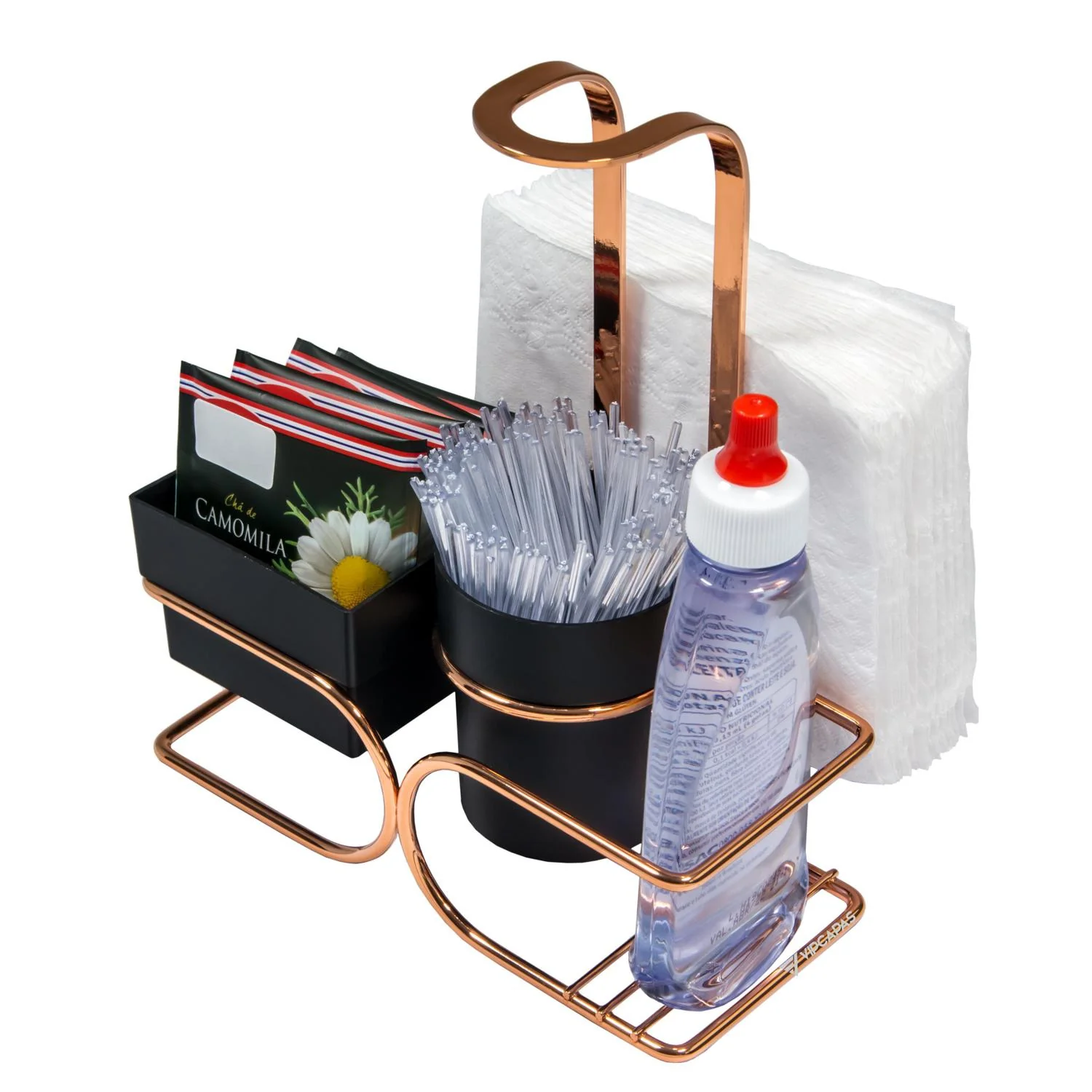 Conjunto para Chá Café Adoçante e Guardanapo Preto e Rose Gold - Image 3