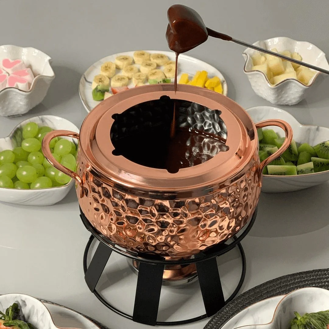Conjunto Para Fondue 11 peças Rose Gold Martelado Luxo - Image 3
