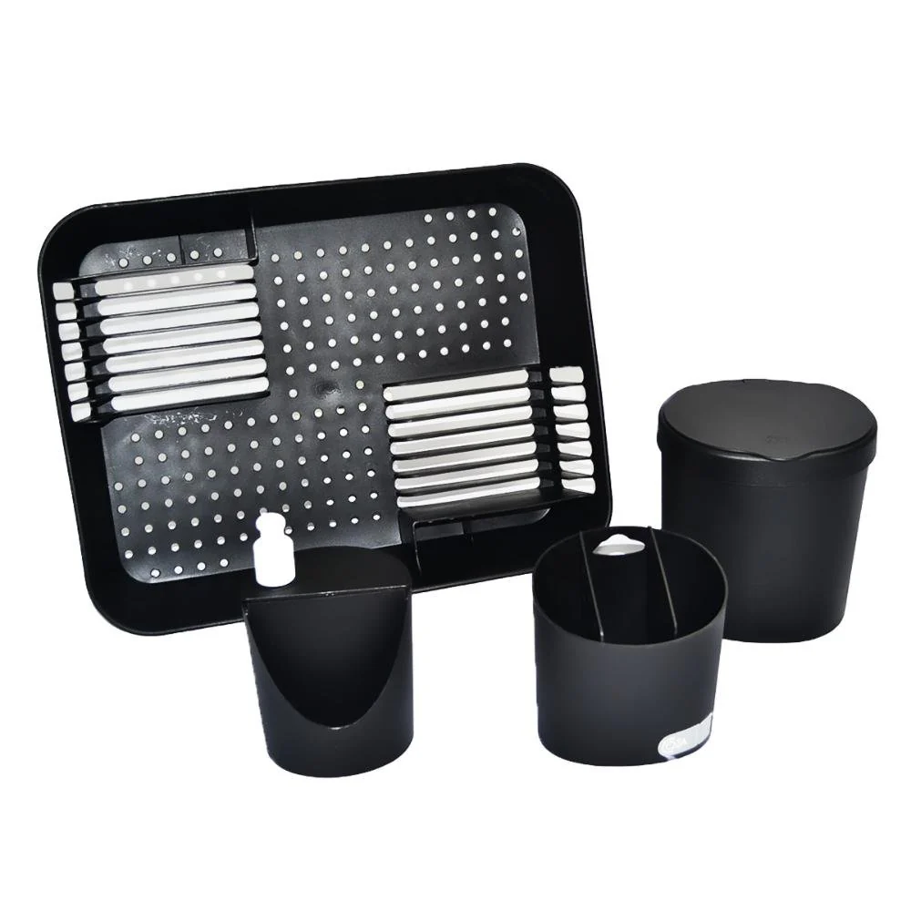 Conjunto para Pia de Cozinha Preto Escorredor Lixeira Dispenser Porta Talher 4 Peças - Image 2