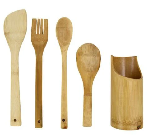 Conjunto Utensilios de Cozinha com Suporte em Bambu 5 Peças - Image 2