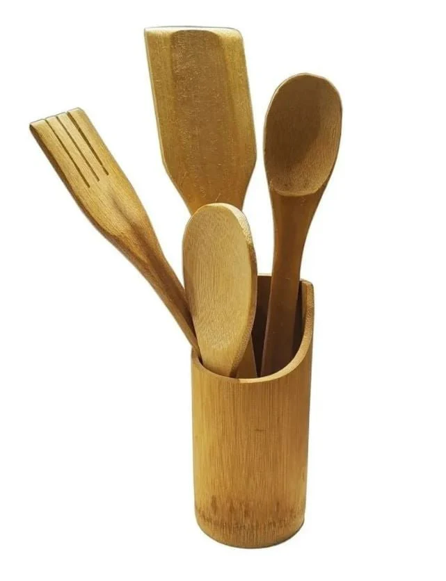 Conjunto Utensilios de Cozinha com Suporte em Bambu 5 Peças - Image 3